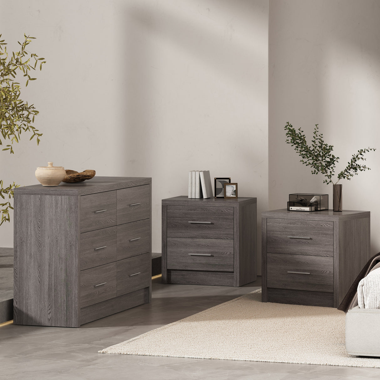 Berrett 3 Piece Double Dresser and Nightstand Bedroom Set by Christopher Knight Home