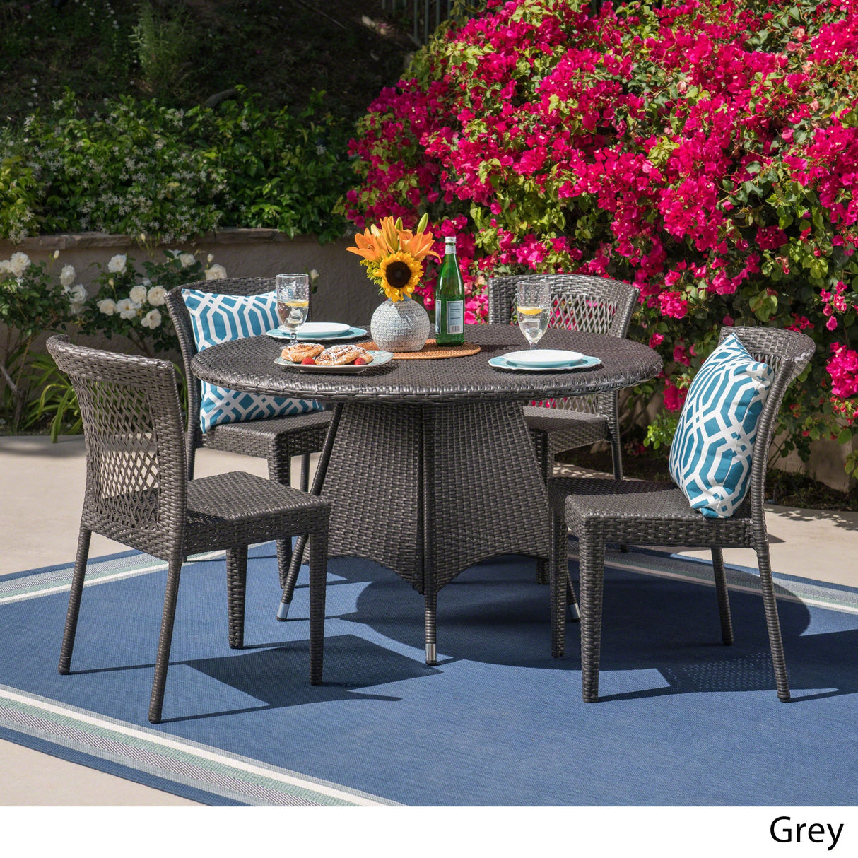 Bertha Outdoor 5-piece Wicker Dining Set by Christopher Knight Home