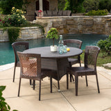 Bertha Outdoor 5-piece Wicker Dining Set by Christopher Knight Home