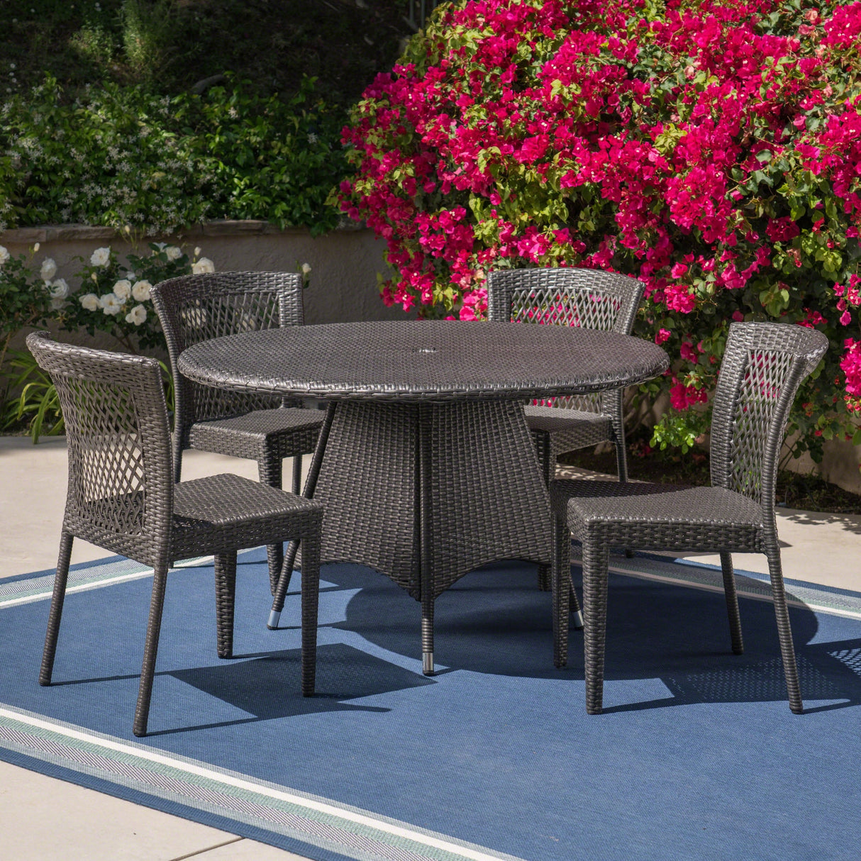 Bertha Outdoor 5-piece Wicker Dining Set by Christopher Knight Home
