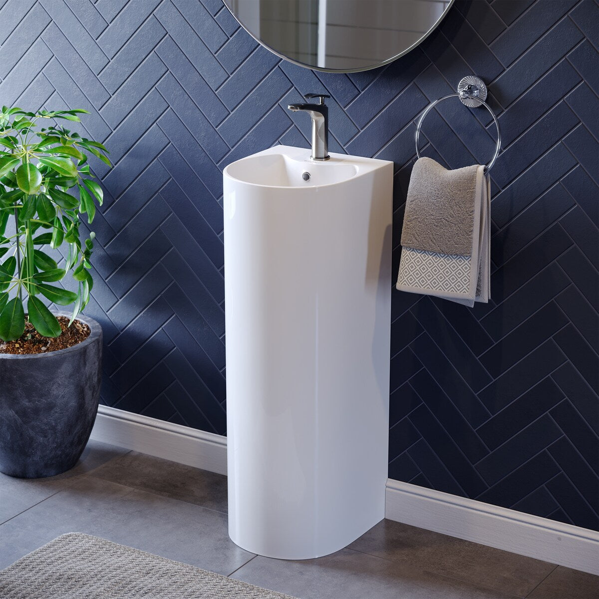 Besanon Rounded Basin Pedestal Sink - 12.2" x 13" 32.7"
