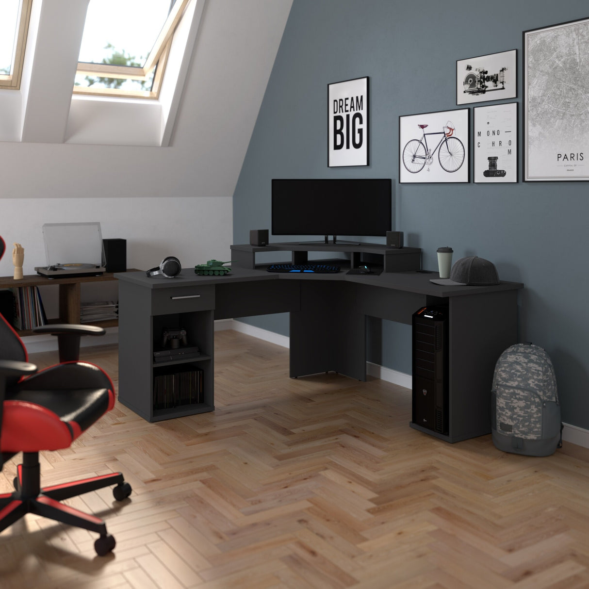Bestar Hampton 66W L-Shaped Corner Gaming Desk