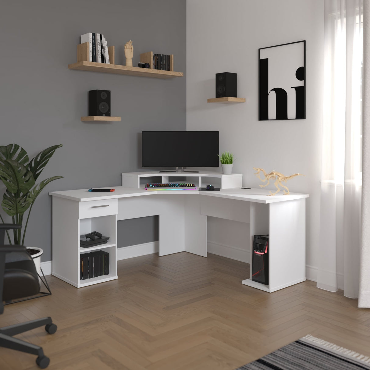 Bestar Hampton 66W L-Shaped Corner Gaming Desk
