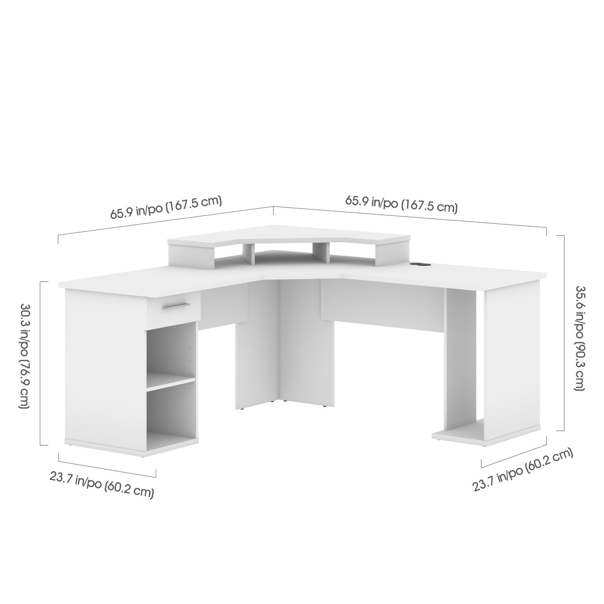 Bestar Hampton 66W L-Shaped Corner Gaming Desk