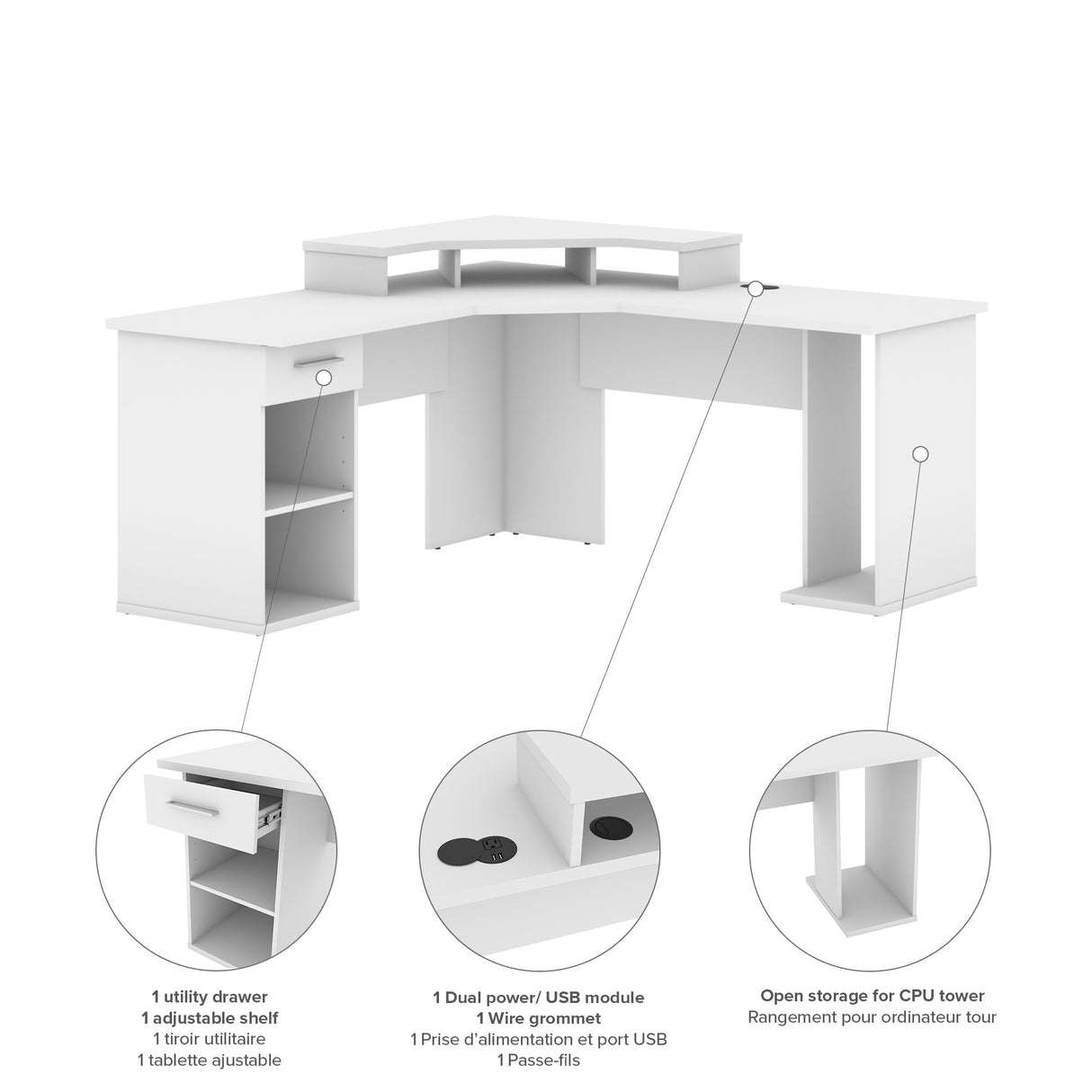 Bestar Hampton 66W L-Shaped Corner Gaming Desk