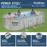 Bestway Power Steel Swim Vista 16' x 48" Round Above Ground Swimming Pool Set