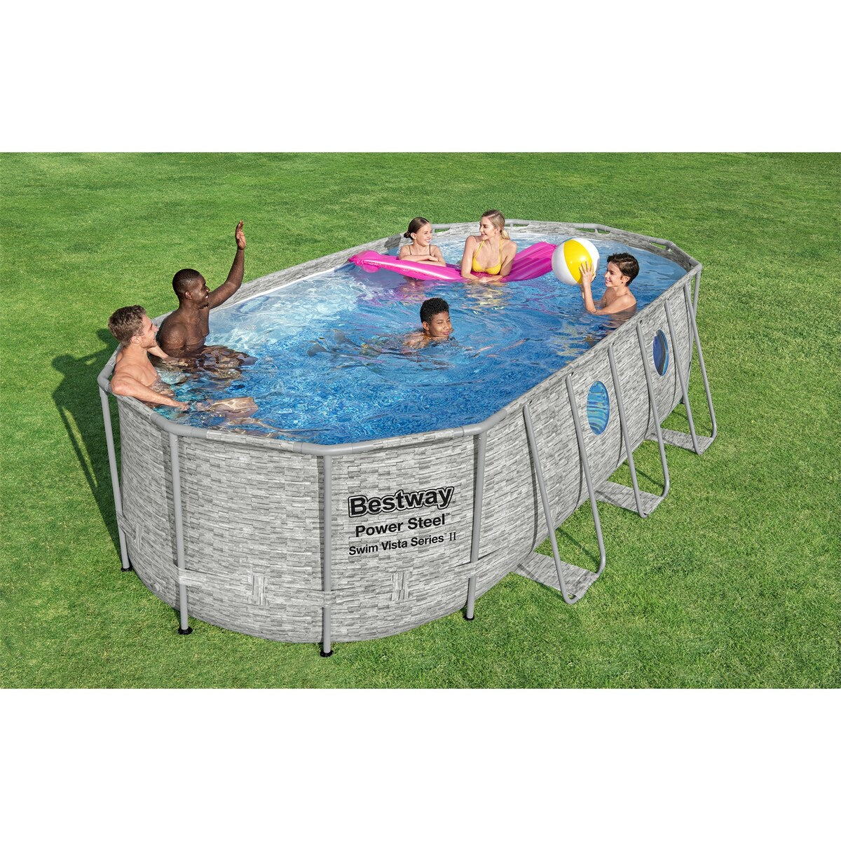 Bestway Power Steel Swim Vista 16' x 48" Round Above Ground Swimming Pool Set