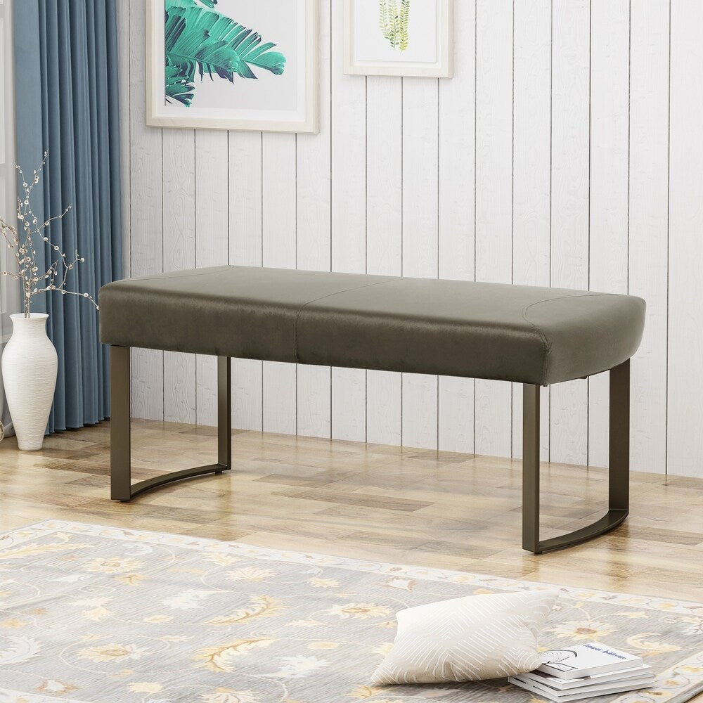 Bestwick Modern Velvet Bench with Brushed Brass Metal Legs by Christopher Knight Home