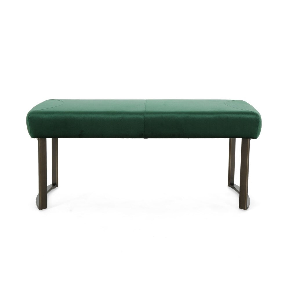 Bestwick Modern Velvet Bench with Brushed Brass Metal Legs by Christopher Knight Home