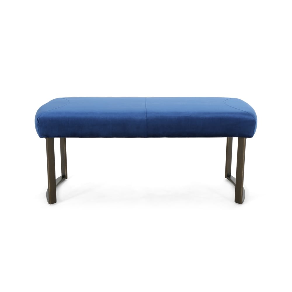 Bestwick Modern Velvet Bench with Brushed Brass Metal Legs by Christopher Knight Home