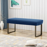 Bestwick Modern Velvet Bench with Brushed Brass Metal Legs by Christopher Knight Home