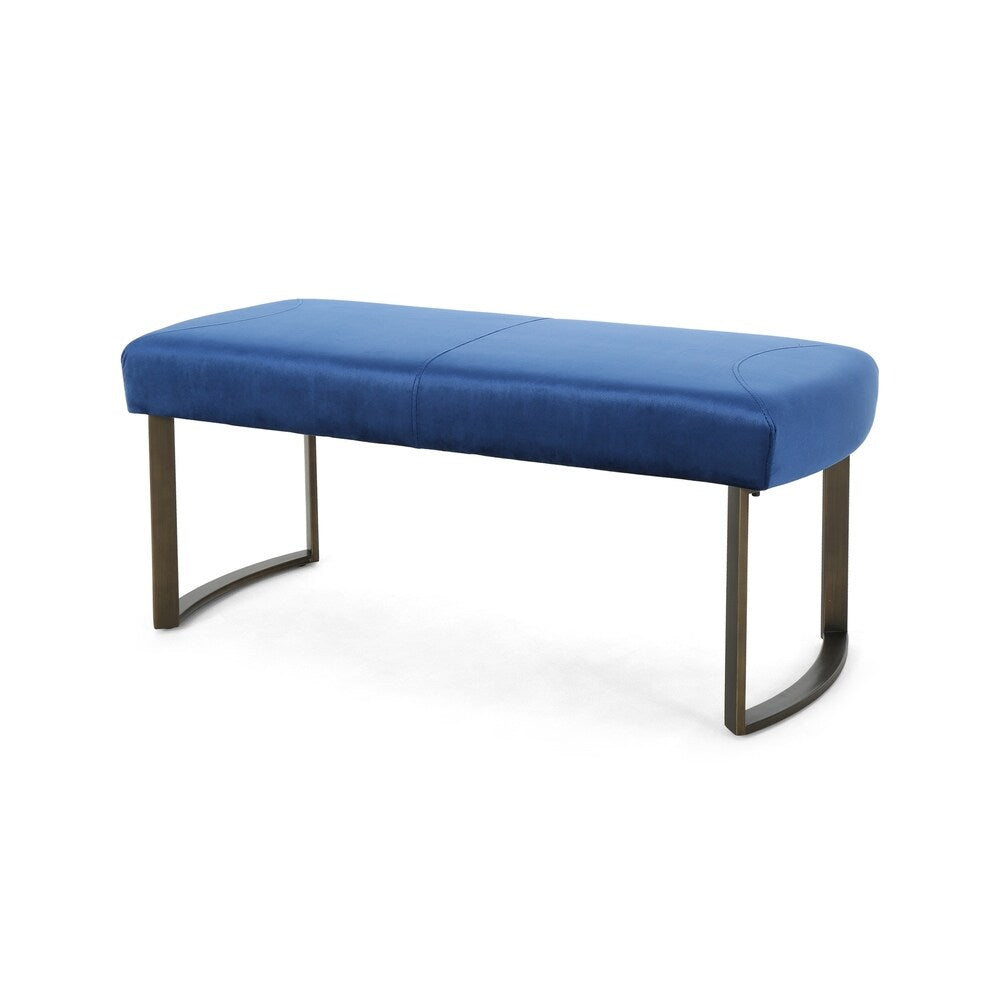 Bestwick Modern Velvet Bench with Brushed Brass Metal Legs by Christopher Knight Home