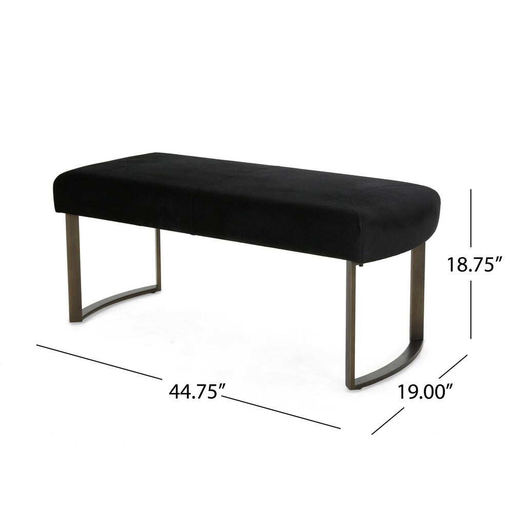 Bestwick Modern Velvet Bench with Brushed Brass Metal Legs by Christopher Knight Home