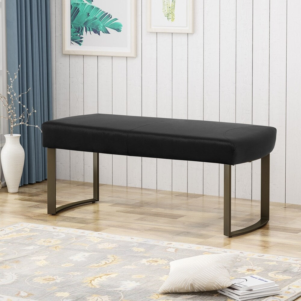 Bestwick Modern Velvet Bench with Brushed Brass Metal Legs by Christopher Knight Home