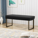 Bestwick Modern Velvet Bench with Brushed Brass Metal Legs by Christopher Knight Home