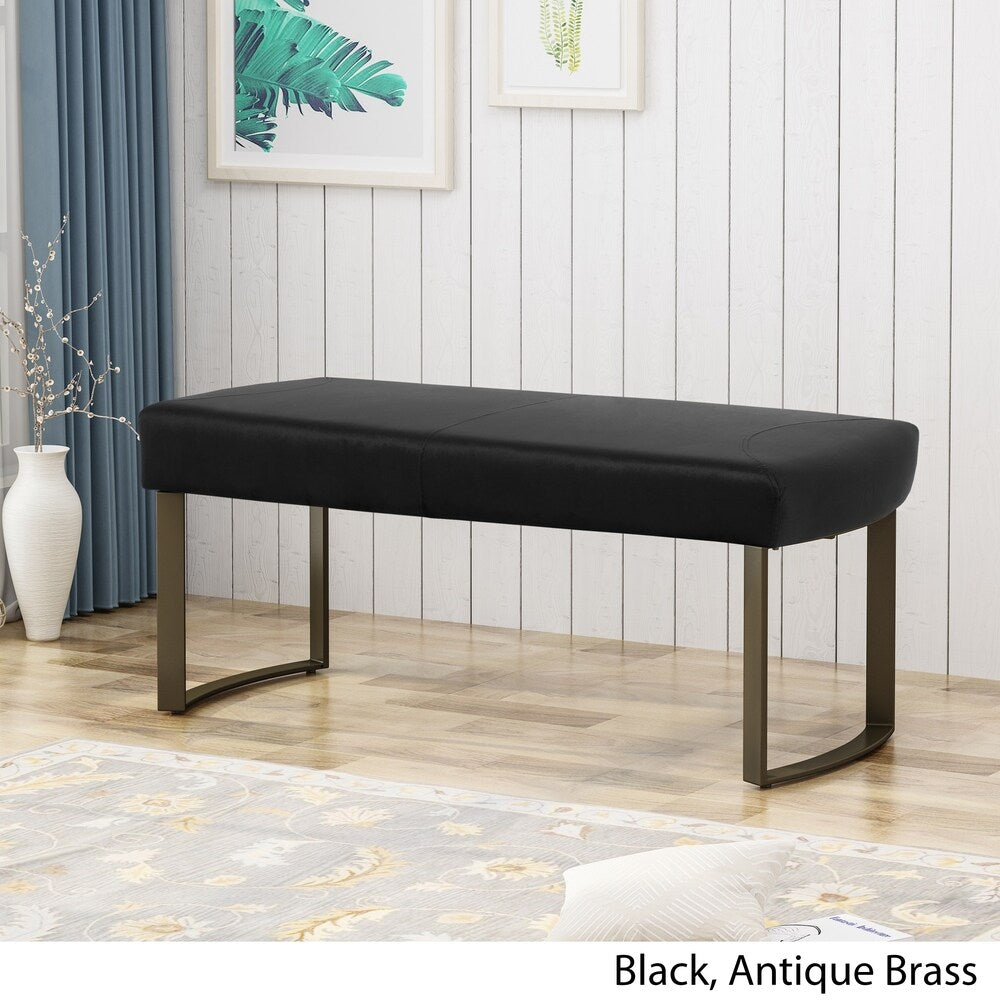 Bestwick Modern Velvet Bench with Brushed Brass Metal Legs by Christopher Knight Home