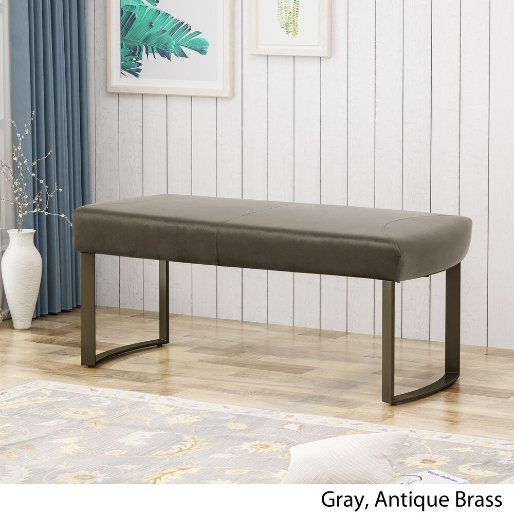 Bestwick Modern Velvet Bench with Brushed Brass Metal Legs by Christopher Knight Home