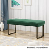Bestwick Modern Velvet Bench with Brushed Brass Metal Legs by Christopher Knight Home