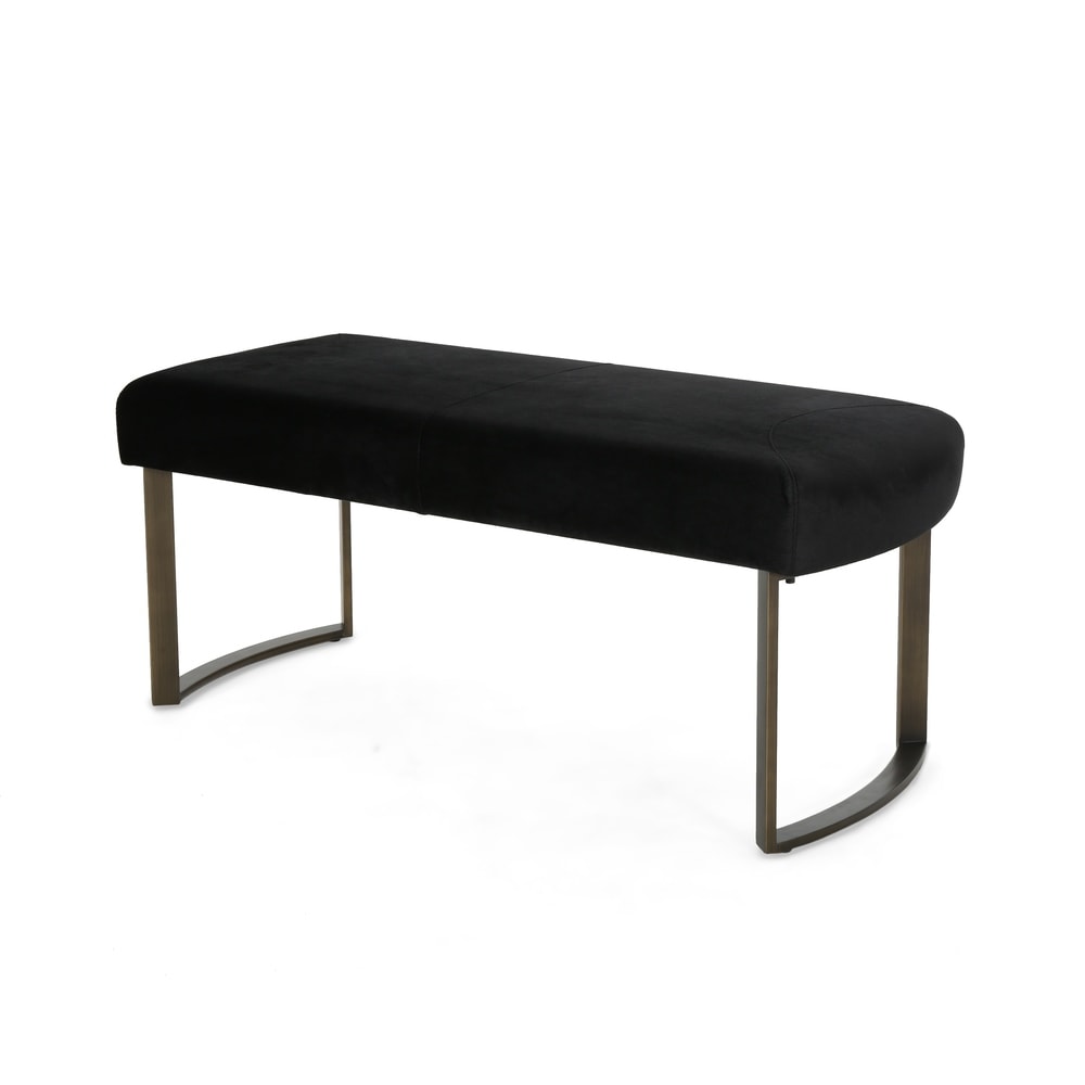 Bestwick Modern Velvet Bench with Brushed Brass Metal Legs by Christopher Knight Home