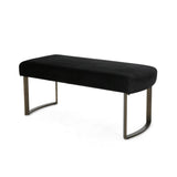 Bestwick Modern Velvet Bench with Brushed Brass Metal Legs by Christopher Knight Home