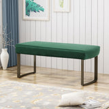Bestwick Modern Velvet Bench with Brushed Brass Metal Legs by Christopher Knight Home