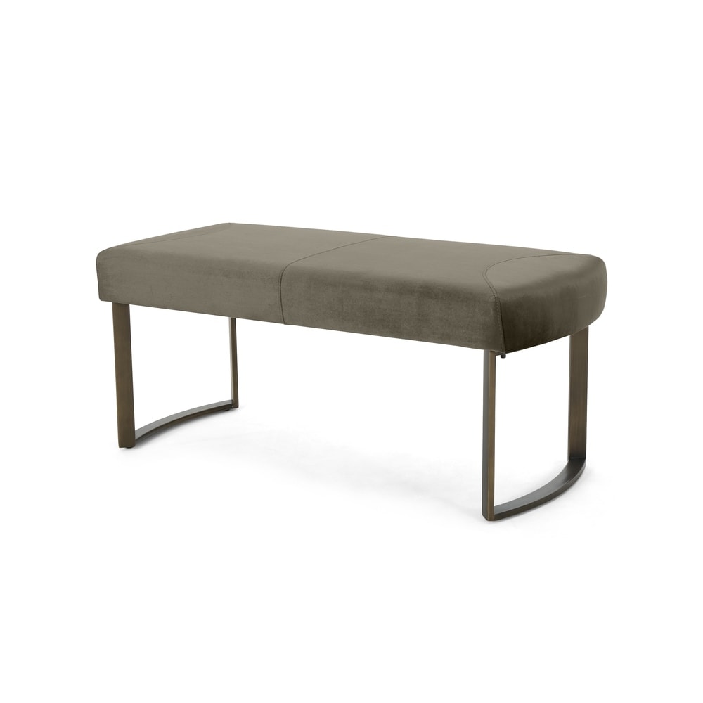 Bestwick Modern Velvet Bench with Brushed Brass Metal Legs by Christopher Knight Home
