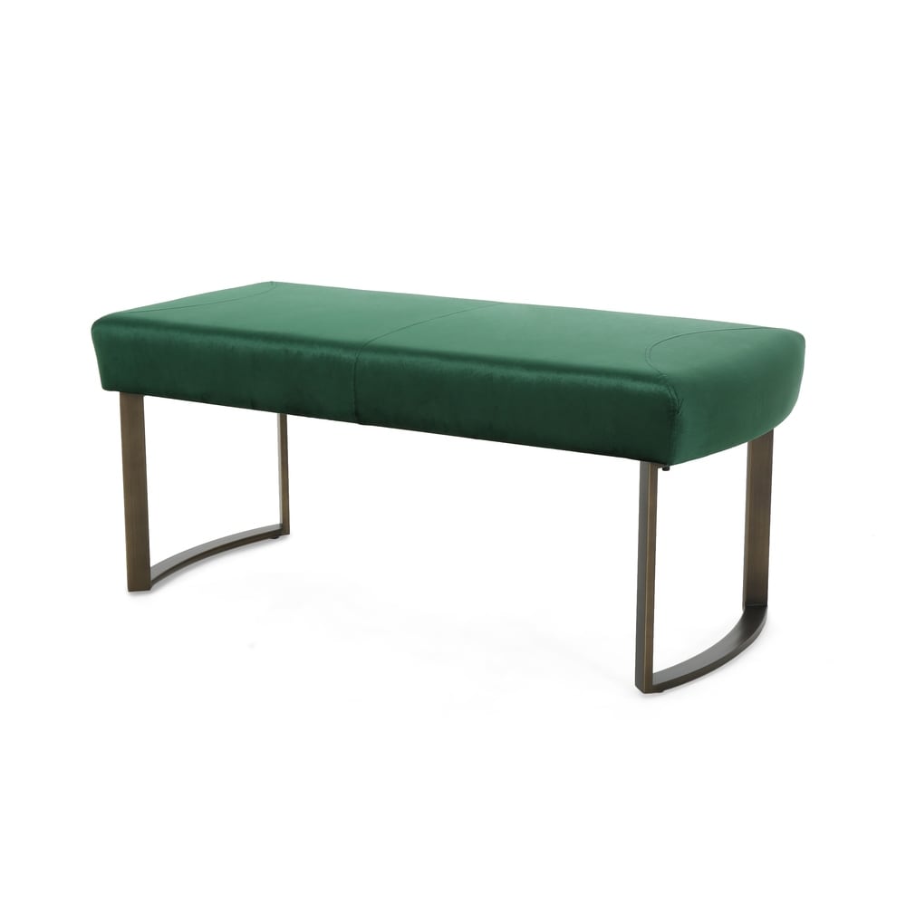 Bestwick Modern Velvet Bench with Brushed Brass Metal Legs by Christopher Knight Home