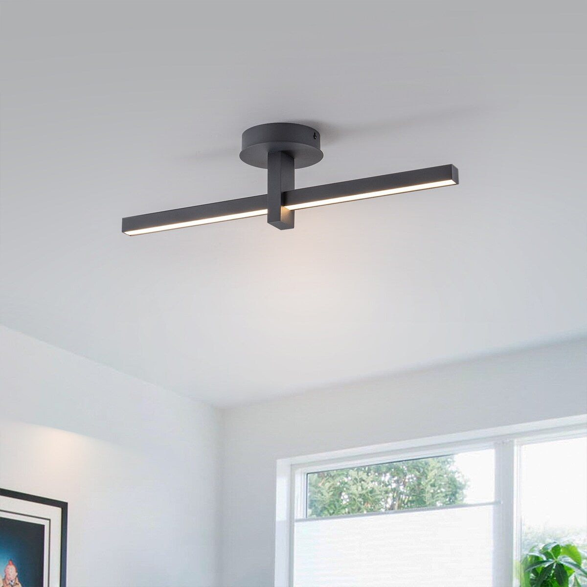 1-Light Matte Black Modern Dimmable Integrated LED Flush Mount Ceiling Light