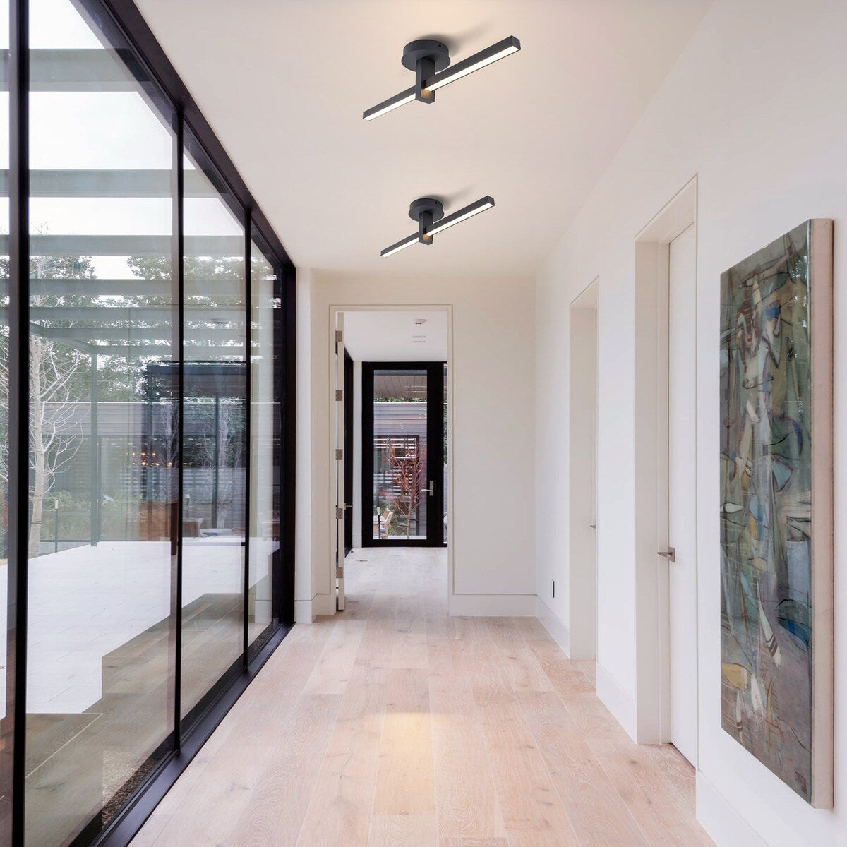 1-Light Matte Black Modern Dimmable Integrated LED Flush Mount Ceiling Light