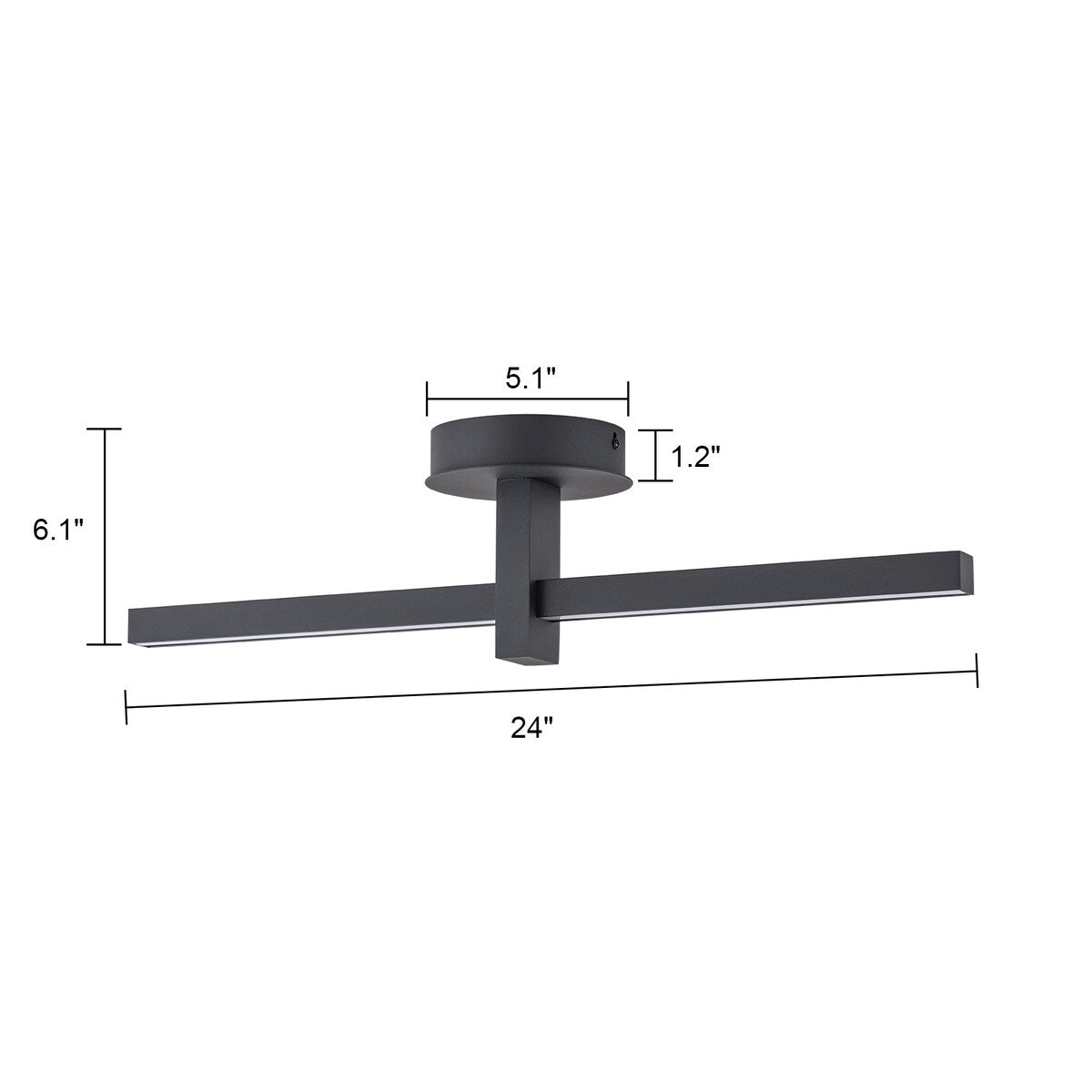 1-Light Matte Black Modern Dimmable Integrated LED Flush Mount Ceiling Light