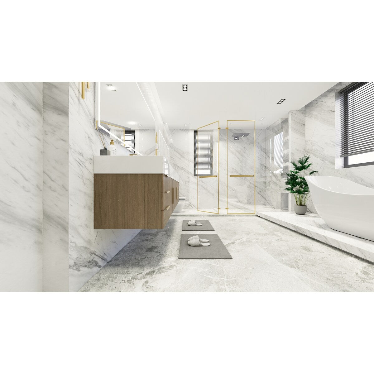 Bethany 84-inch Wall-mounted Vanity with Reinforced Acrylic Sinks