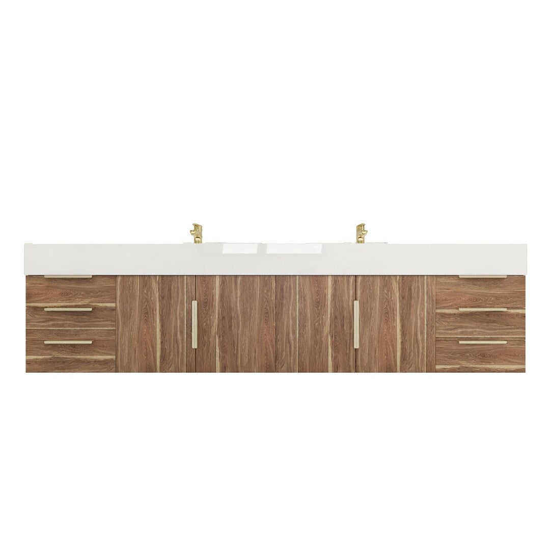 Bethany 84-inch Wall-mounted Vanity with Reinforced Acrylic Sinks