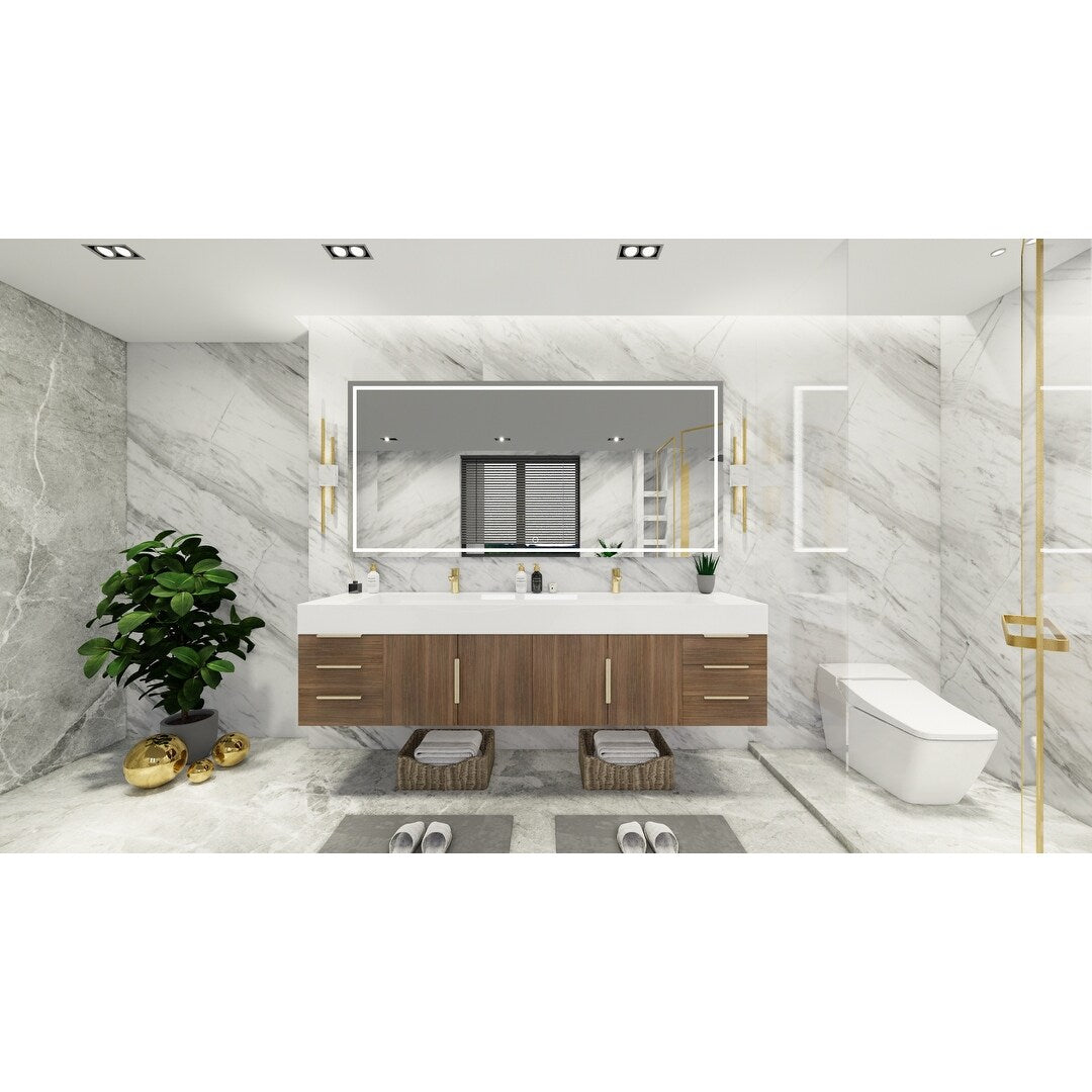 Bethany 84-inch Wall-mounted Vanity with Reinforced Acrylic Sinks