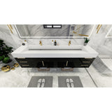 Bethany 84-inch Wall-mounted Vanity with Reinforced Acrylic Sinks