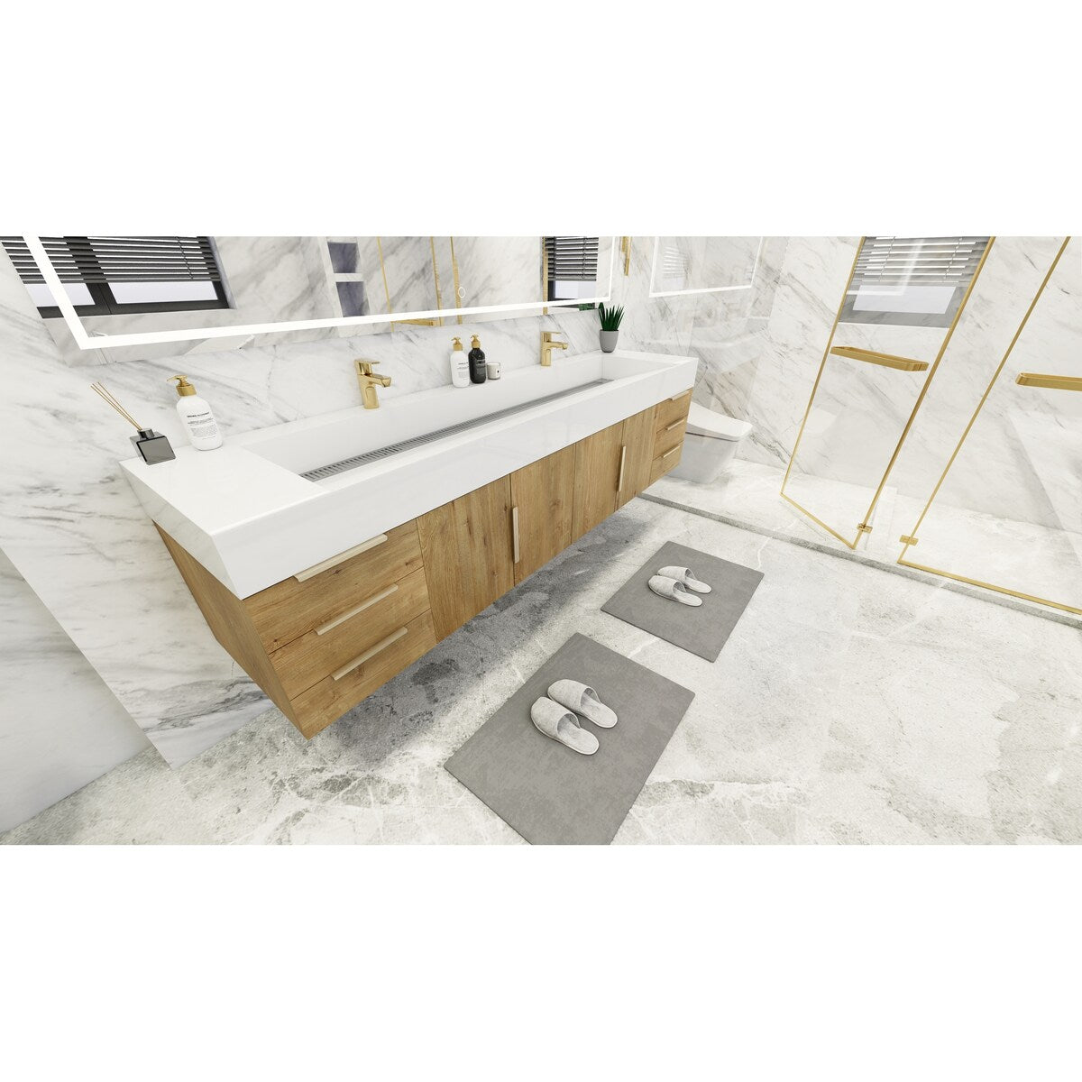 Bethany 84-inch Wall-mounted Vanity with Reinforced Acrylic Sinks