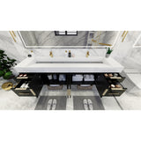Bethany 84-inch Wall-mounted Vanity with Reinforced Acrylic Sinks