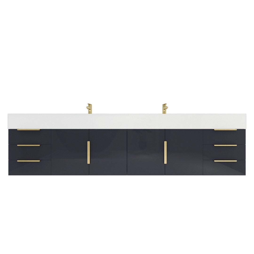 Bethany 84-inch Wall-mounted Vanity with Reinforced Acrylic Sinks