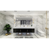 Bethany 84-inch Wall-mounted Vanity with Reinforced Acrylic Sinks