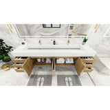 Bethany 84-inch Wall-mounted Vanity with Reinforced Acrylic Sinks