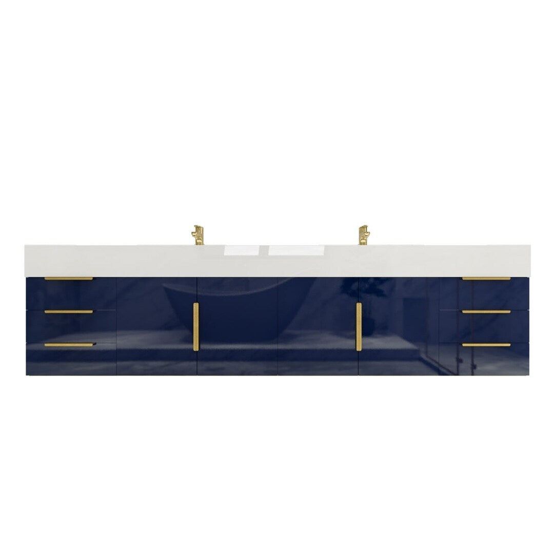 Bethany 84-inch Wall-mounted Vanity with Reinforced Acrylic Sinks