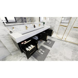 Bethany 84-inch Wall-mounted Vanity with Reinforced Acrylic Sinks