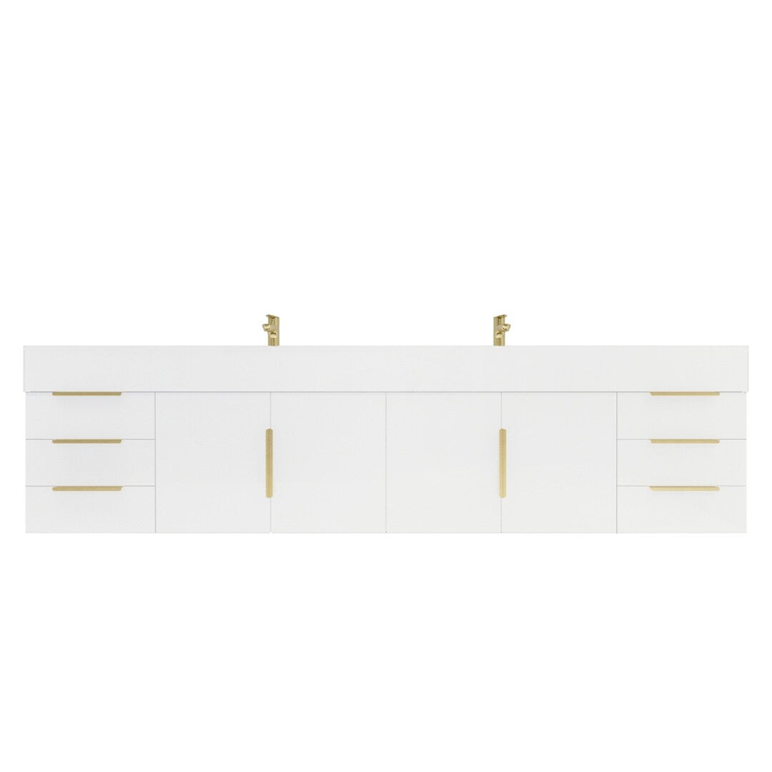 Bethany 84-inch Wall-mounted Vanity with Reinforced Acrylic Sinks