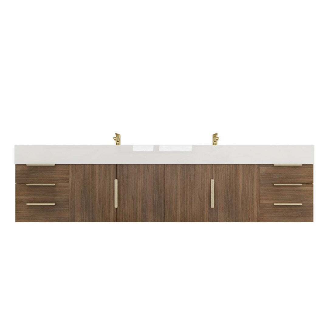 Bethany 84-inch Wall-mounted Vanity with Reinforced Acrylic Sinks