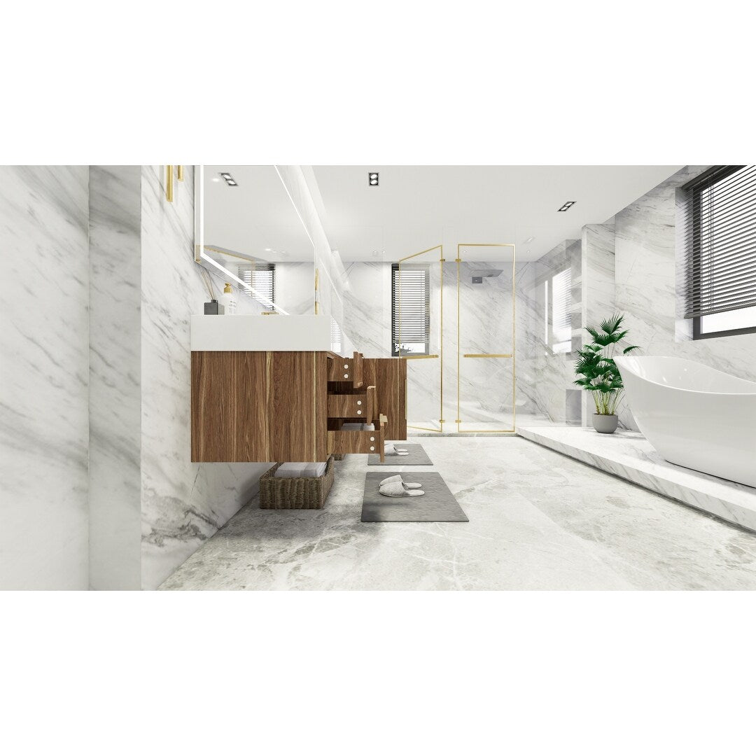 Bethany 84-inch Wall-mounted Vanity with Reinforced Acrylic Sinks