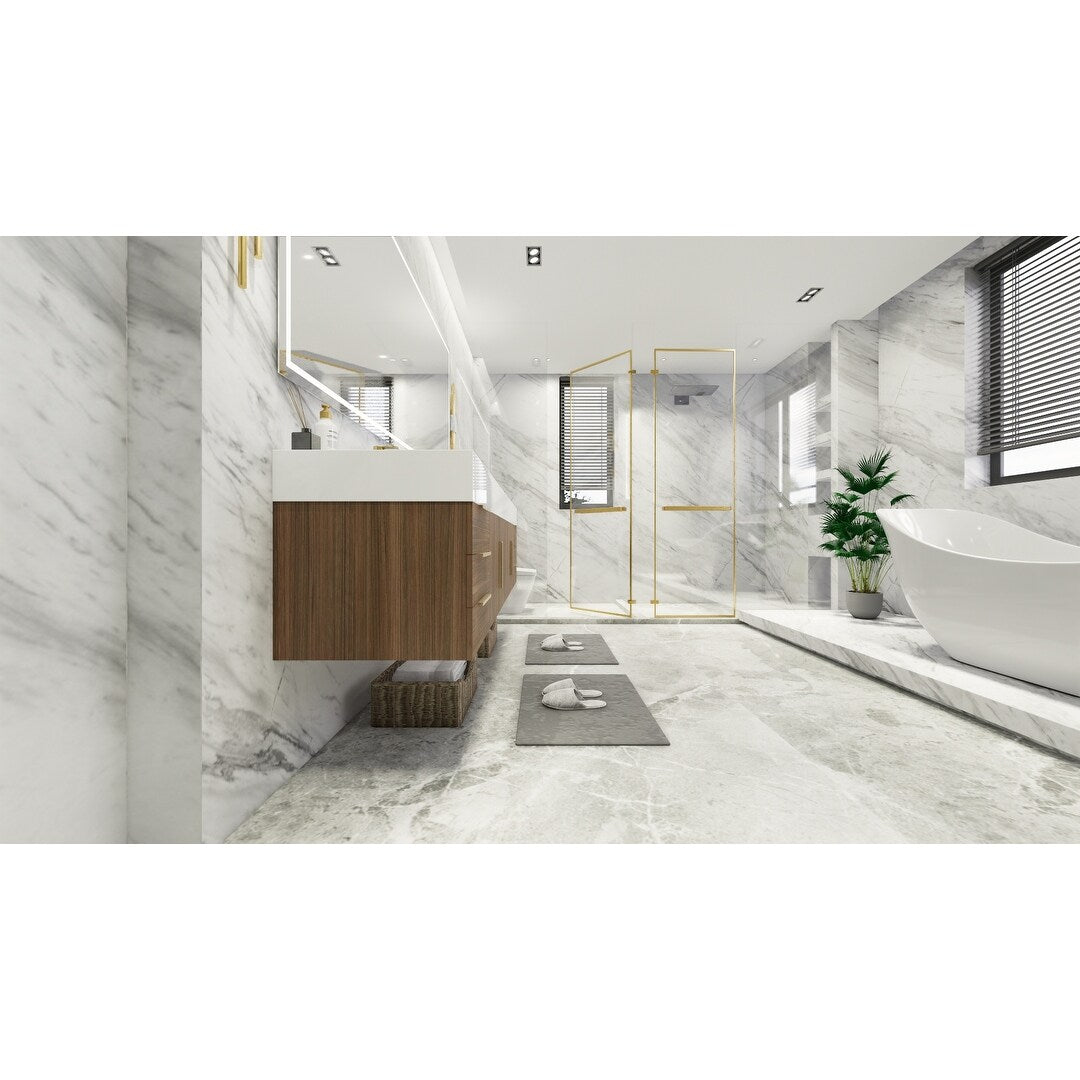 Bethany 84-inch Wall-mounted Vanity with Reinforced Acrylic Sinks