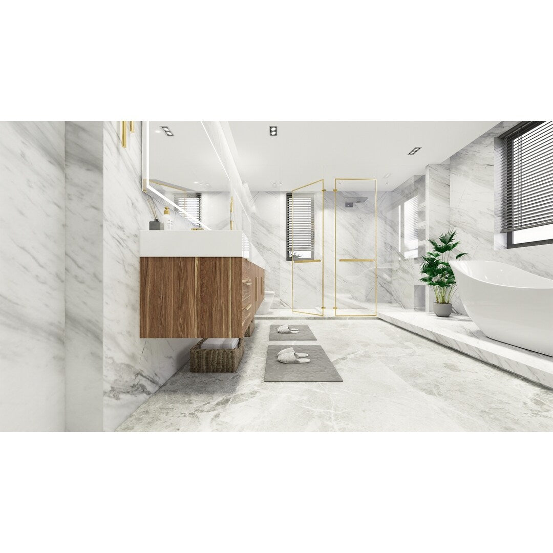 Bethany 84-inch Wall-mounted Vanity with Reinforced Acrylic Sinks