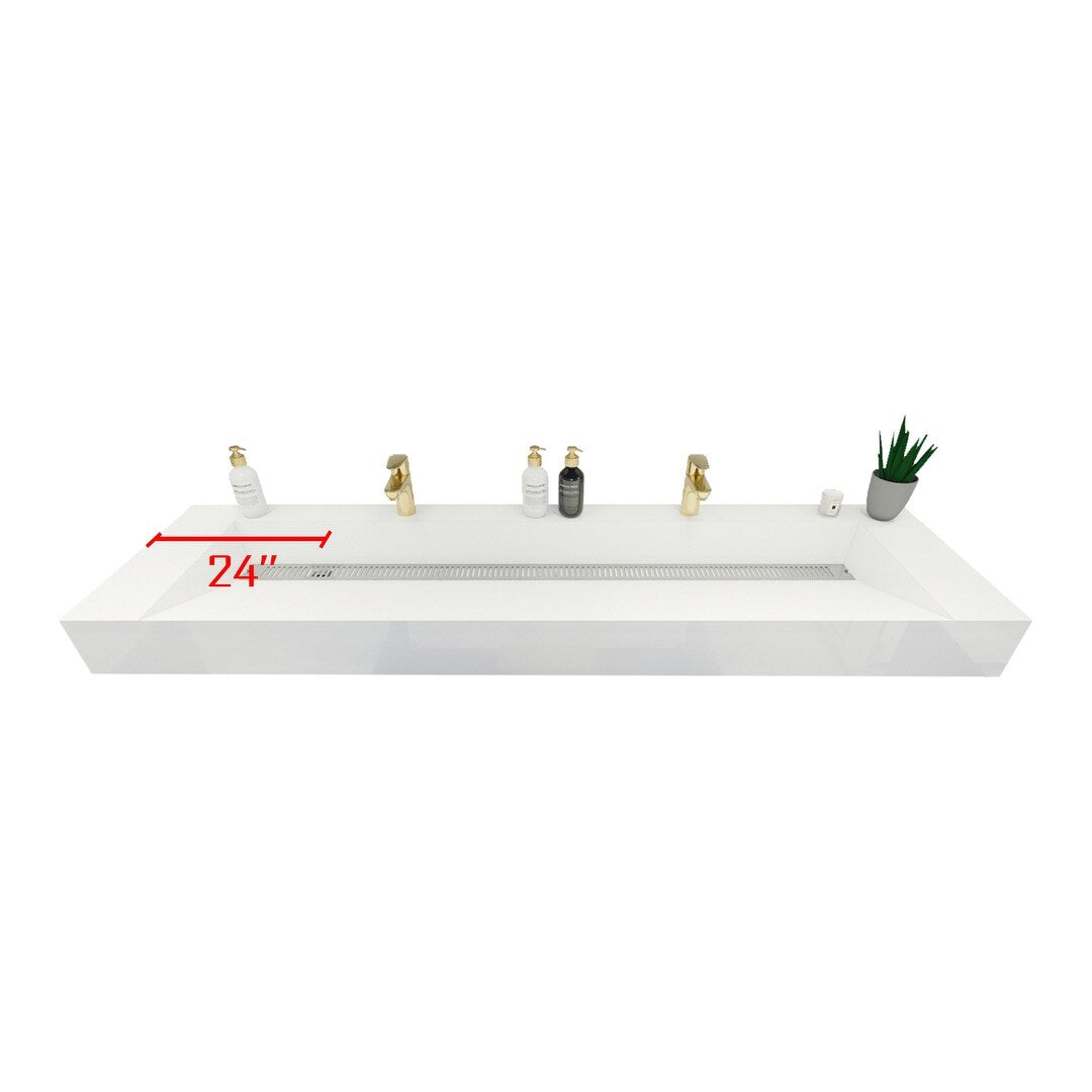 Bethany 84-inch Wall-mounted Vanity with Reinforced Acrylic Sinks