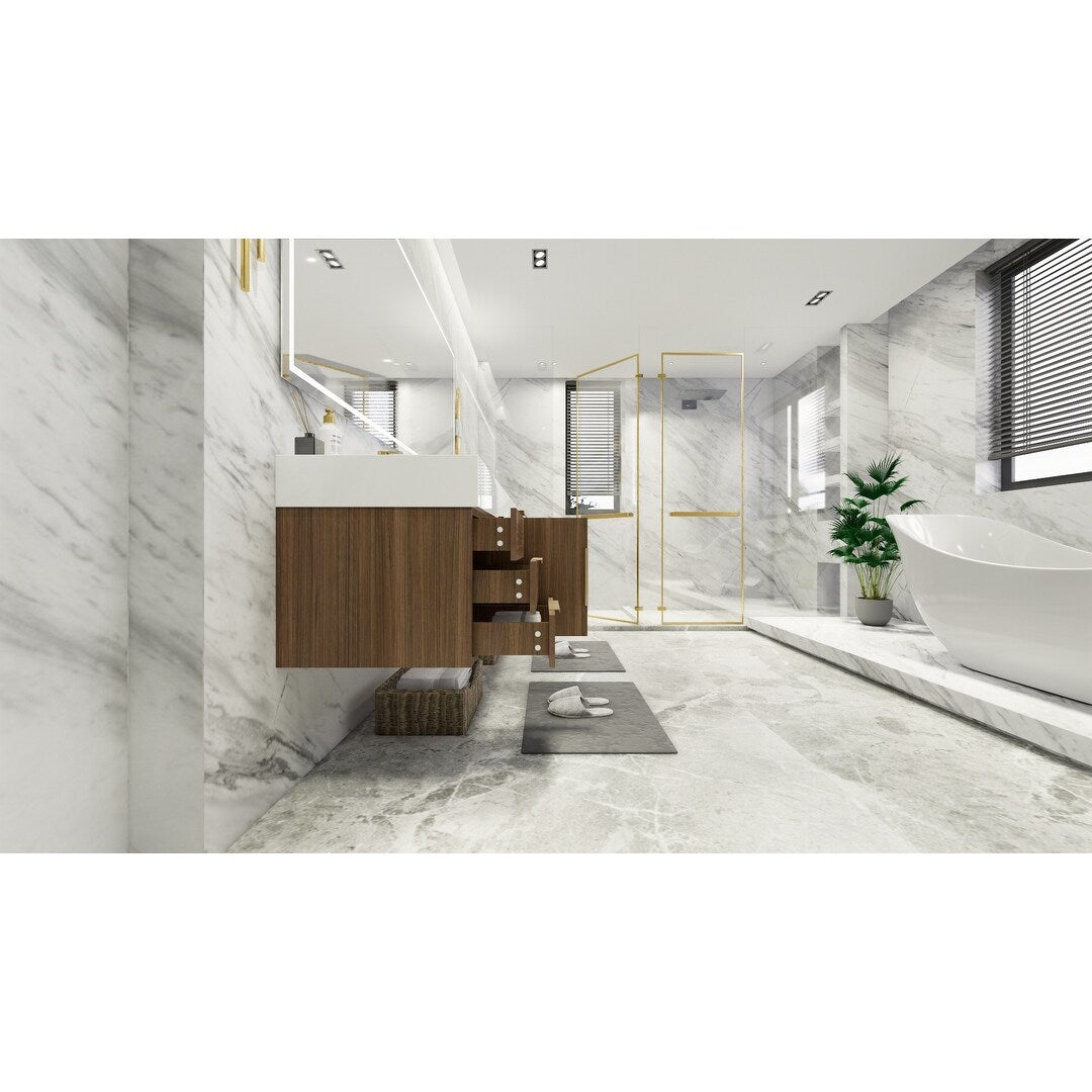 Bethany 84-inch Wall-mounted Vanity with Reinforced Acrylic Sinks