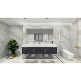 Bethany 84-inch Wall-mounted Vanity with Reinforced Acrylic Sinks