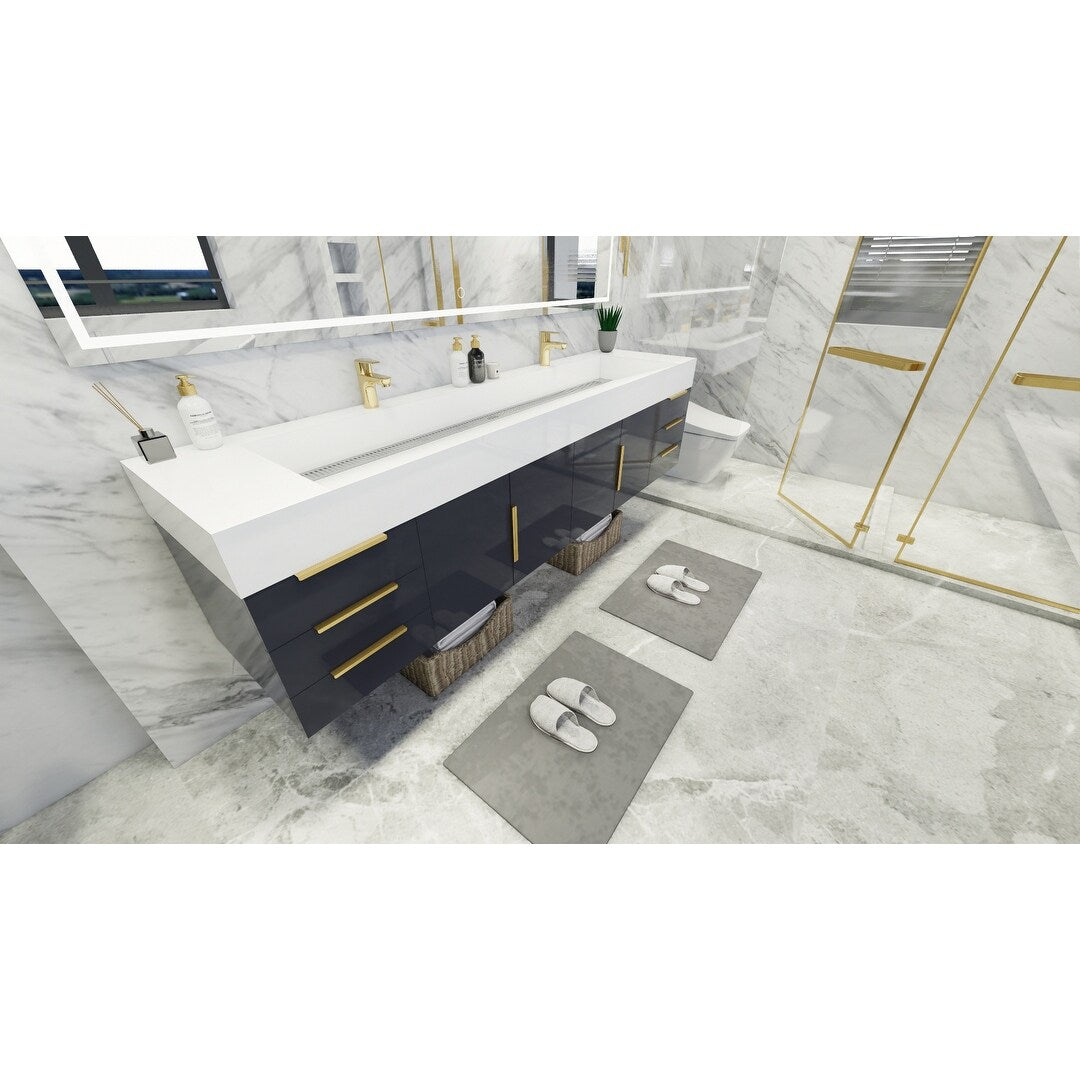Bethany 84-inch Wall-mounted Vanity with Reinforced Acrylic Sinks